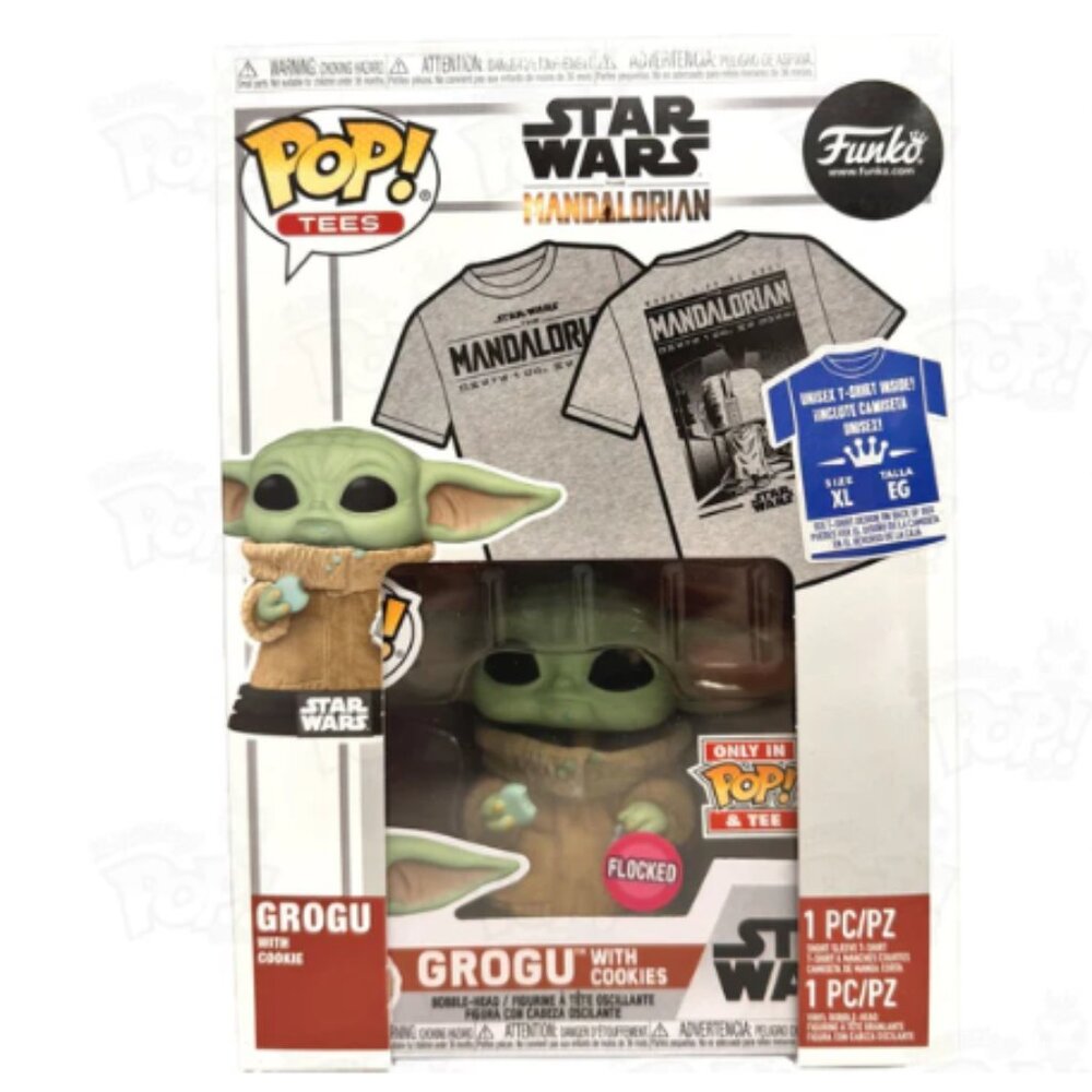 Funko Pop Star Wars Mandalorian Grogu with Cookie Booblehead & XL T-Shirt